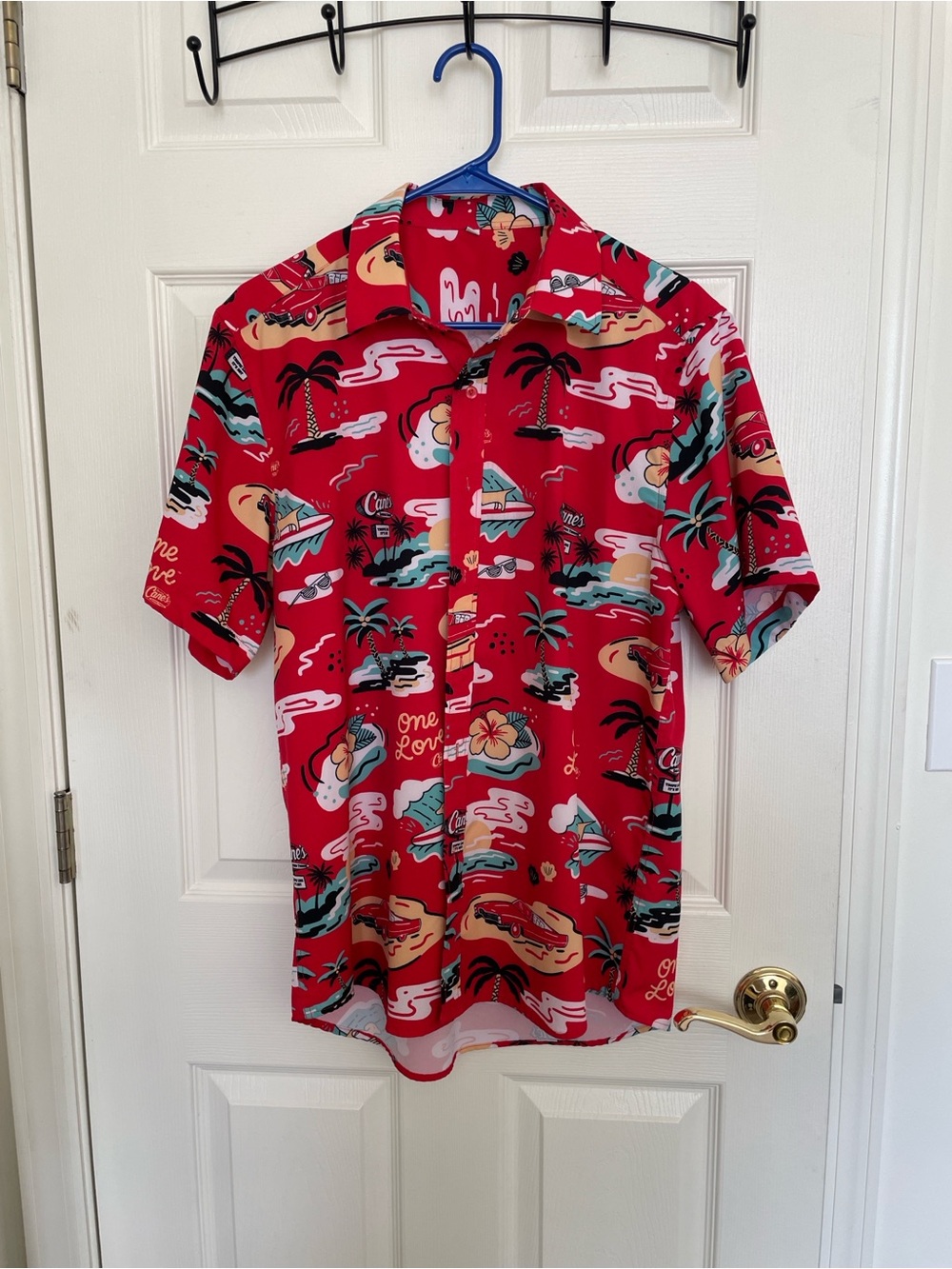 Raising Cane’s Red Tropical Print Short-Sleeve Men's Shirt